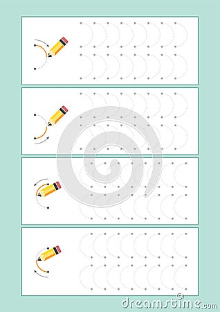 Tracing Lines vector for preschool or kindergarten and special Education. Tracing Lines for developing fineÂ motor skills Vector Illustration